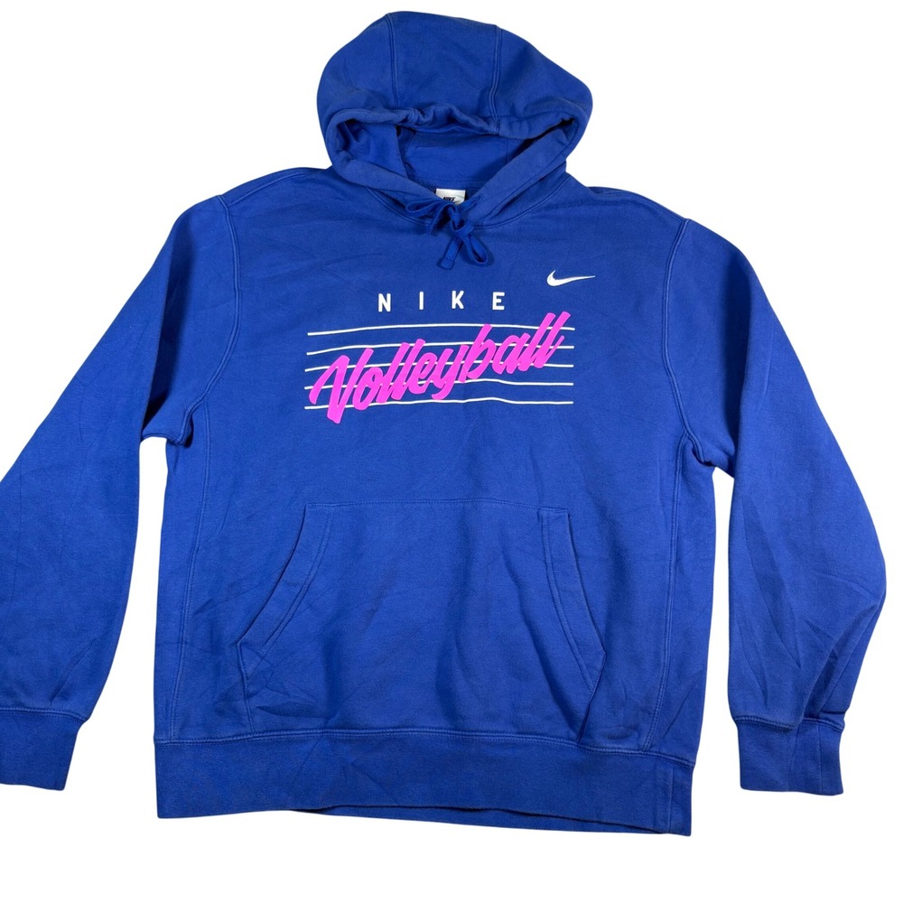 Nike Volleyball Graphic Hoodie Mens Large Royal Blue Pink Retro CJ1611-493